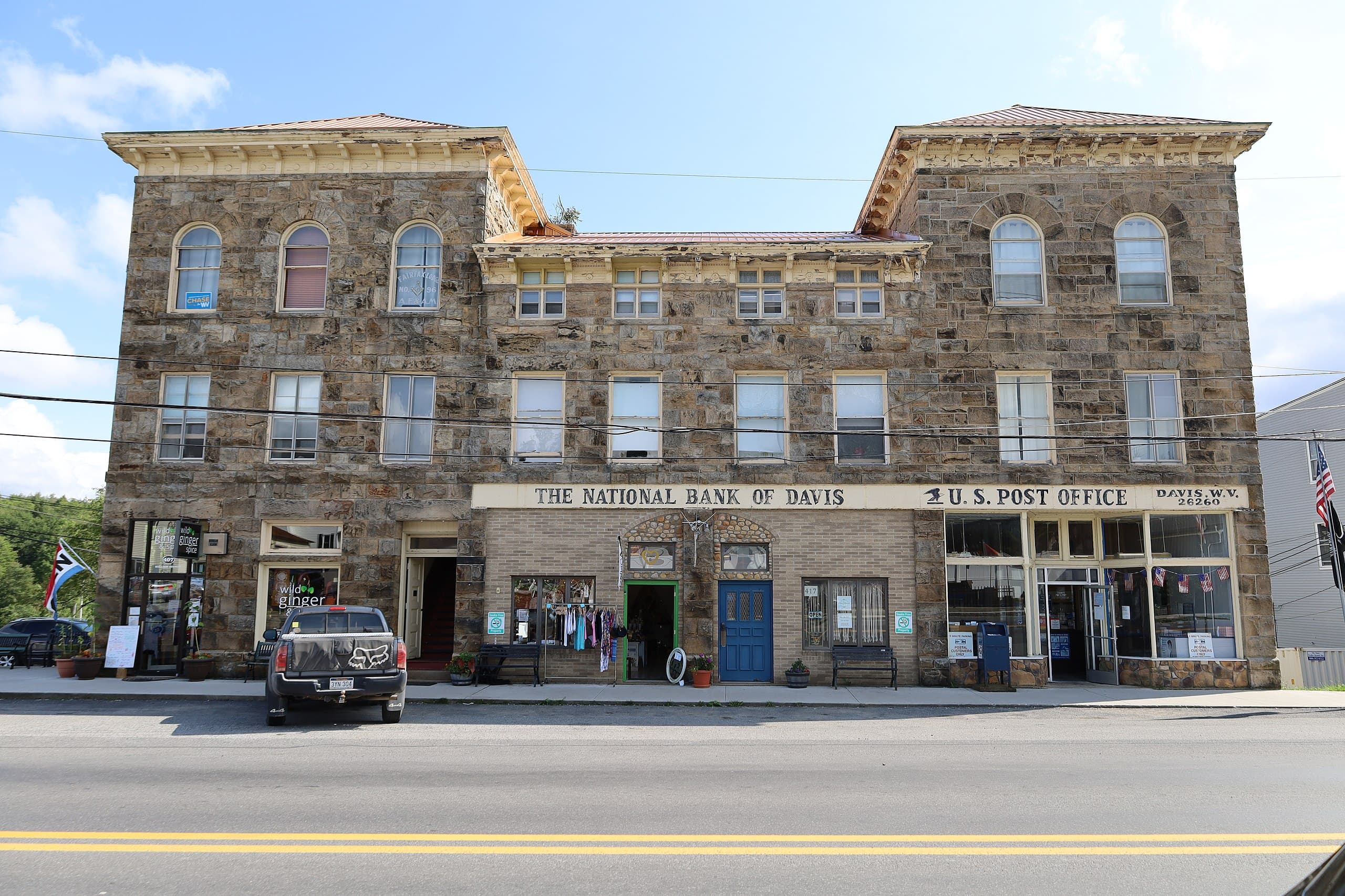 Downtown Davis, West Virginia, where Blackwater Bikes sits across the street from Alpine Lodge